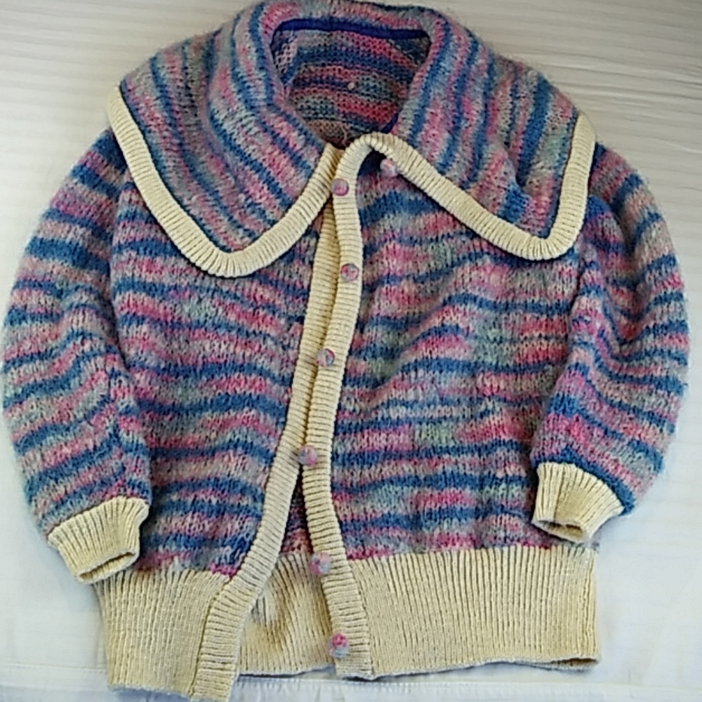 Vintage 80's oversized knit shawl neck sweater